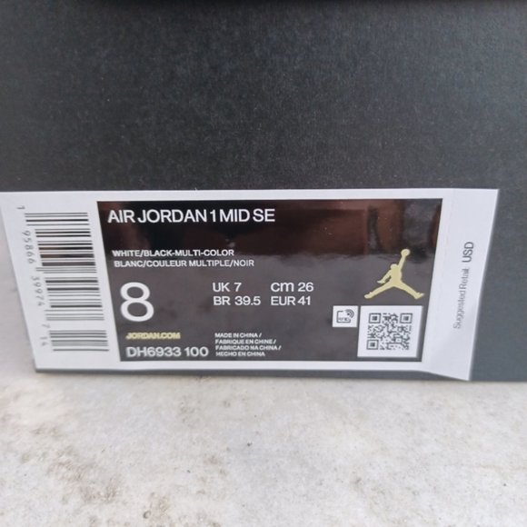 Nike Air Jordan 1 Mid "Diamond" Iridescent Sneakers Shoes - Picture 8 of 13